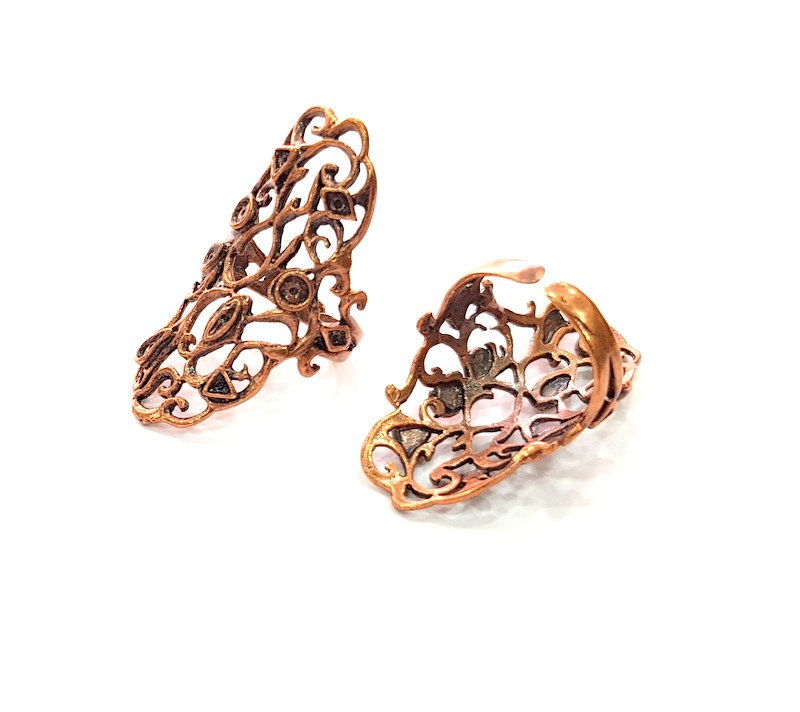 Copper Ring Settings inlay Ring Blank Mosaic Ring Bezel Base Cabochon Mountings ( 3 mm blank) Antique Copper Plated Brass G13422