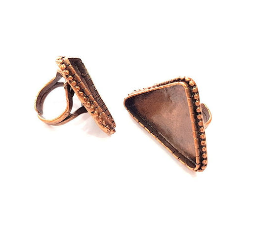 Copper Ring Settings inlay Ring Blank Mosaic Ring Bezel Base Cabochon Mountings ( 35x24 mm blank) Antique Copper Plated Brass G13424
