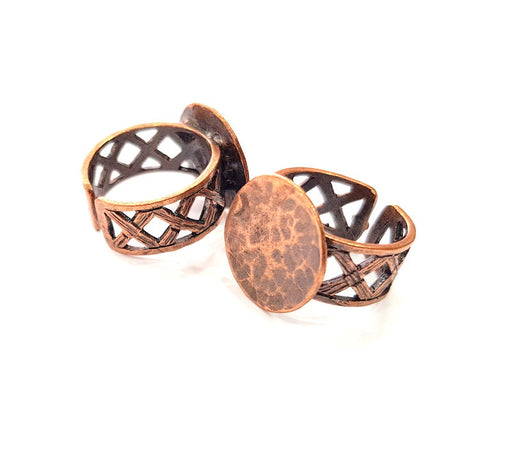 Copper Ring Blank Settings Ring Bezel Base Cabochon Mountings ( 15 mm blank) Antique Copper Plated Brass G13427