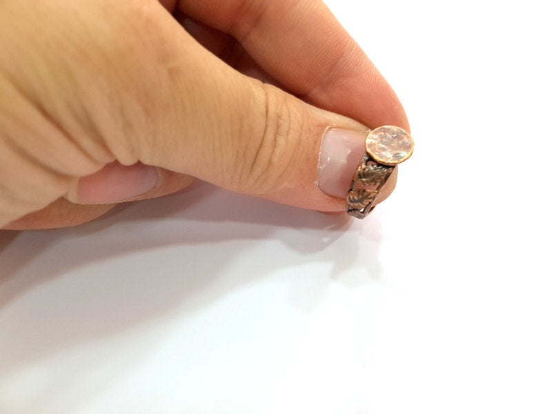 Copper Ring Blank Settings Ring Bezel Base Cabochon Mountings ( 10 mm blank) Antique Copper Plated Brass G13428