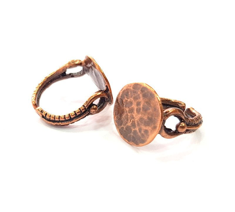 Copper Ring Blank Settings Ring Bezel Base Cabochon Mountings ( 15 mm blank) Antique Copper Plated Brass G13429