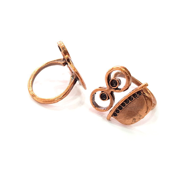 Copper Ring Settings inlay Ring Blank Mosaic Ring Bezel Base Cabochon Mountings ( 3 mm blank) Antique Copper Plated Brass G13430