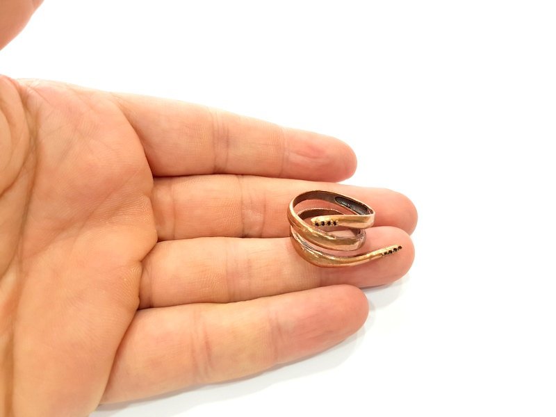 Copper Ring Settings inlay Ring Blank Mosaic Ring Bezel Base Cabochon Mountings ( 2 mm blank) Antique Copper Plated Brass G13431
