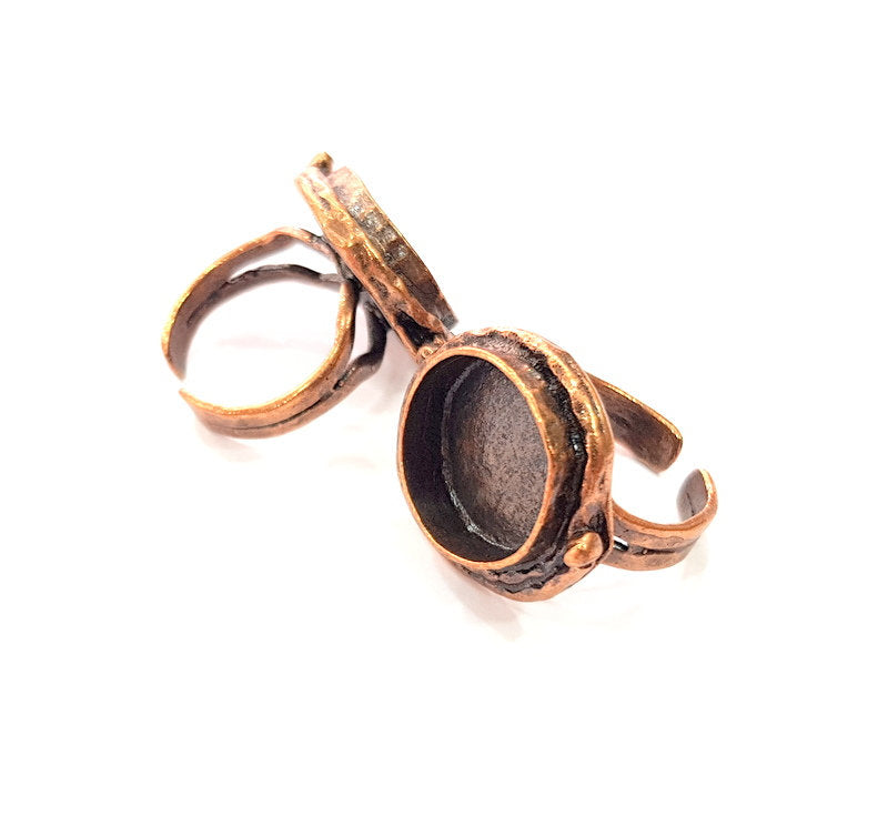 Copper Ring Settings inlay Ring Blank Mosaic Ring Bezel Base Cabochon Mountings ( 16 mm blank) Antique Copper Plated Brass G13432