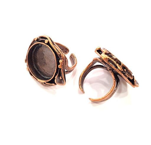Copper Ring Settings inlay Ring Blank Mosaic Ring Bezel Base Cabochon Mountings ( 20 mm blank) Antique Copper Plated Brass G13433