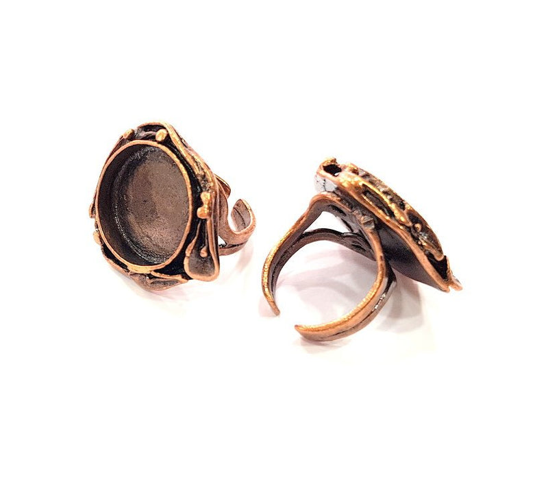 Copper Ring Settings inlay Ring Blank Mosaic Ring Bezel Base Cabochon Mountings ( 20 mm blank) Antique Copper Plated Brass G13433