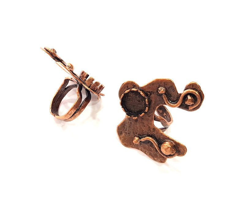 Copper Ring Settings inlay Ring Blank Mosaic Ring Bezel Base Cabochon Mountings ( 10 mm blank) Antique Copper Plated Brass G13434