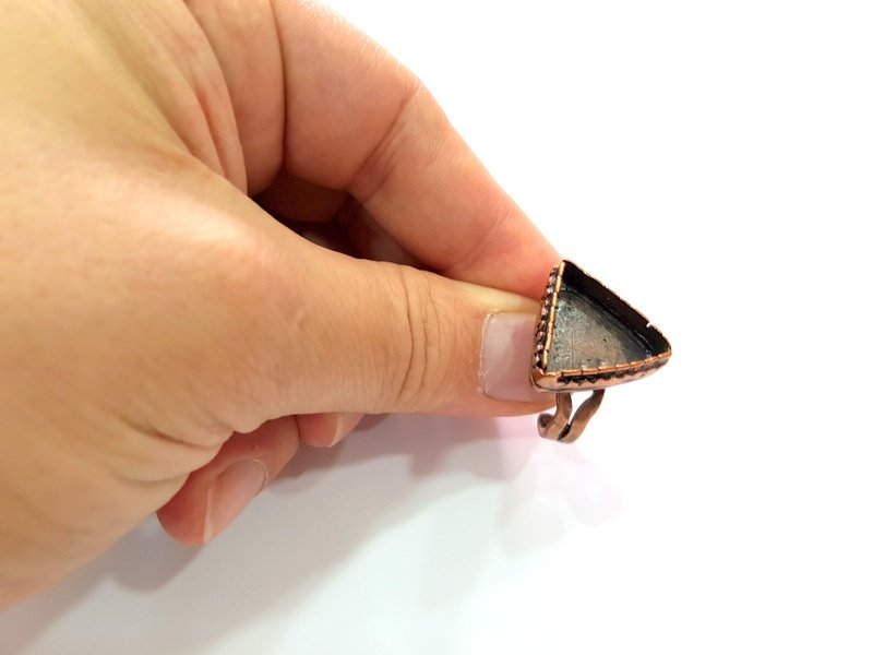 Copper Ring Settings inlay Ring Blank Mosaic Ring Bezel Base Cabochon Mountings ( 18x17 mm blank) Antique Copper Plated Brass G13438