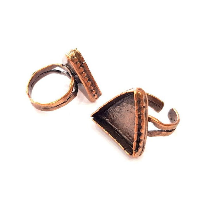 Copper Ring Settings inlay Ring Blank Mosaic Ring Bezel Base Cabochon Mountings ( 18x17 mm blank) Antique Copper Plated Brass G13438