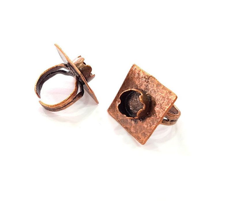 Copper Ring Settings inlay Ring Blank Mosaic Ring Bezel Base Cabochon Mountings ( 10 mm blank) Antique Copper Plated Brass G13440