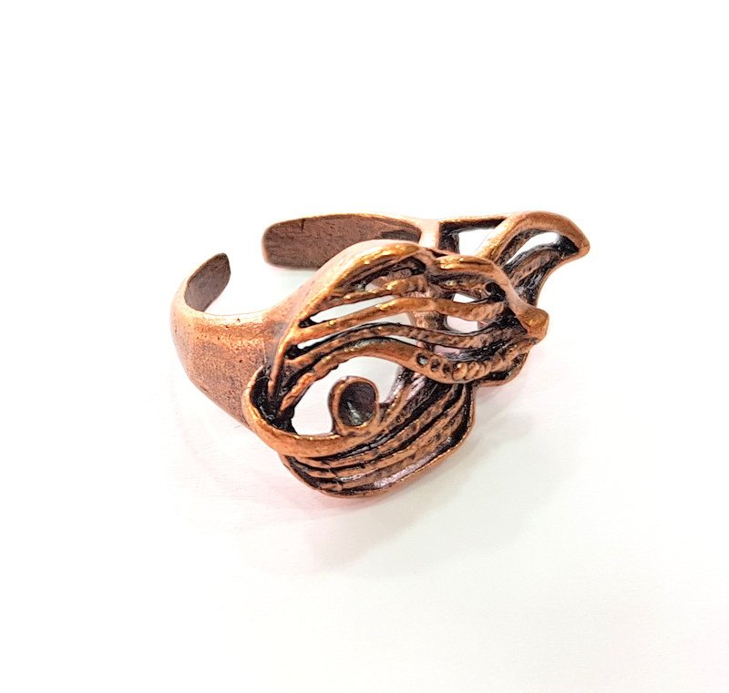 Copper Ring Settings inlay Ring Blank Mosaic Ring Bezel Base Cabochon Mountings ( 3 mm blank) Antique Copper Plated Brass G13442