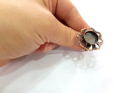 Copper Ring Settings inlay Ring Blank Mosaic Ring Bezel Base Cabochon Mountings ( 16 mm blank) Antique Copper Plated Brass G13444