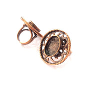 Copper Ring Settings inlay Ring Blank Mosaic Ring Bezel Base Cabochon Mountings ( 18x13 mm blank) Antique Copper Plated Brass G13449