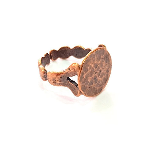 Copper Ring Blank Settings Ring Bezel Base Cabochon Mountings ( 15 mm blank) Antique Copper Plated Brass G13452