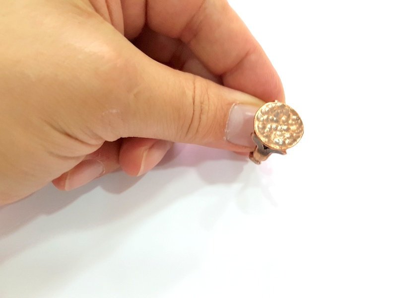 Copper Ring Blank Settings Ring Bezel Base Cabochon Mountings ( 15 mm blank) Antique Copper Plated Brass G13452