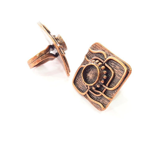Copper Ring Settings inlay Ring Blank Mosaic Ring Bezel Base Cabochon Mountings ( 10 mm blank) Antique Copper Plated Brass G13459