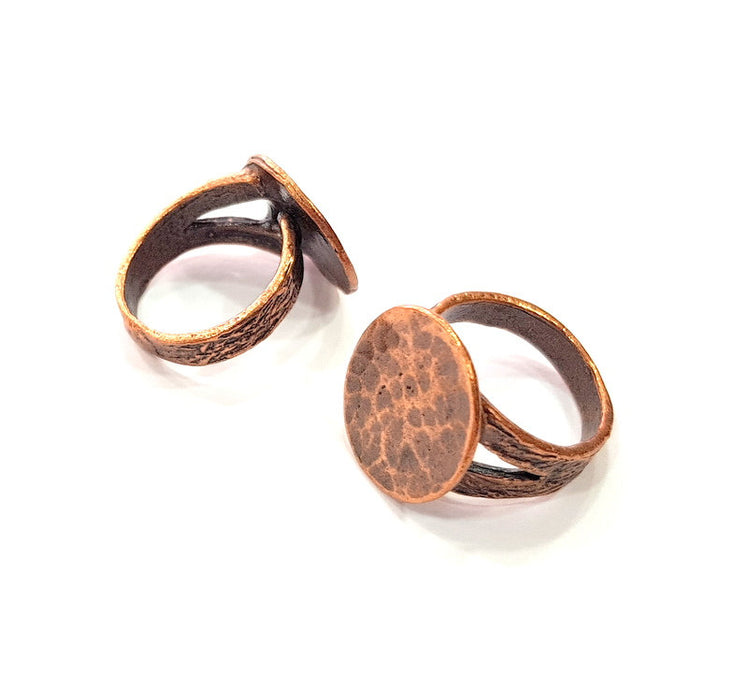 Copper Ring Blank Settings Ring Bezel Base Cabochon Mountings ( 15 mm blank) Antique Copper Plated Brass G13463