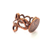 Copper Ring Blank Settings Ring Bezel Base Cabochon Mountings ( 15 mm blank) Antique Copper Plated Brass G13466