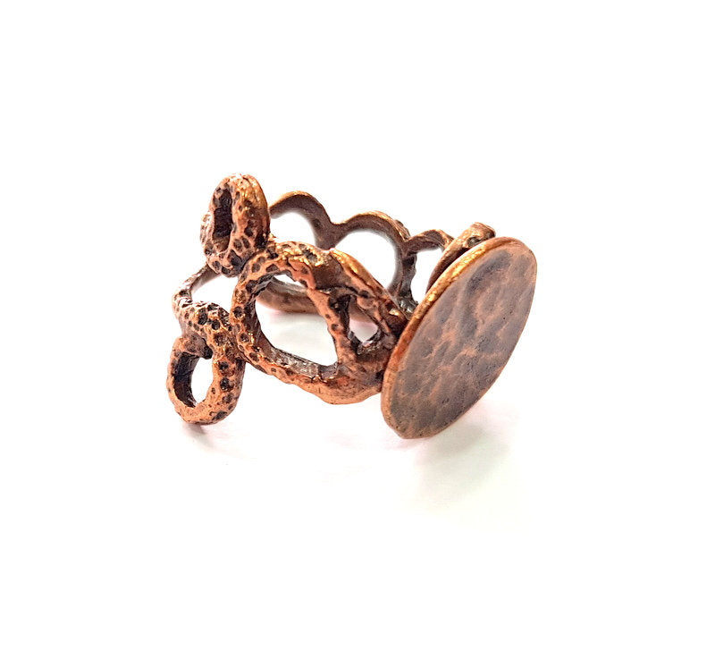 Copper Ring Blank Settings Ring Bezel Base Cabochon Mountings ( 15 mm blank) Antique Copper Plated Brass G13466