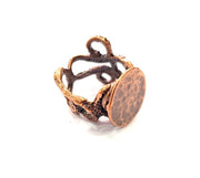 Copper Ring Blank Settings Ring Bezel Base Cabochon Mountings ( 15 mm blank) Antique Copper Plated Brass G13466
