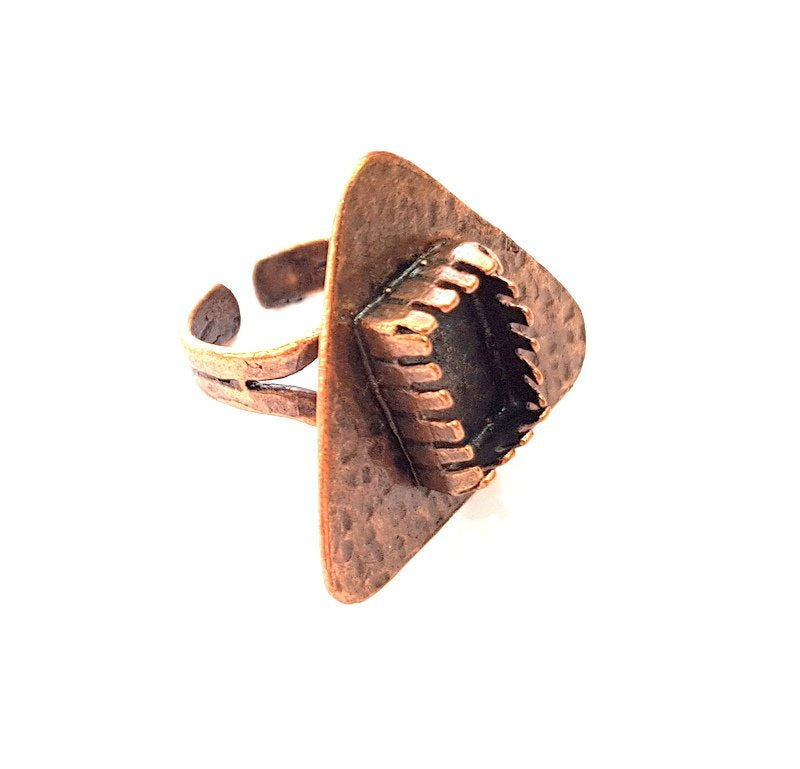 Copper Ring Settings inlay Ring Blank Mosaic Ring Bezel Base Cabochon Mountings ( 13x9 mm blank) Antique Copper Plated Brass G13468