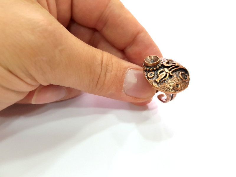 Copper Ring Settings inlay Ring Blank Mosaic Ring Bezel Base Cabochon Mountings ( 6 mm blank) Antique Copper Plated Brass G13472