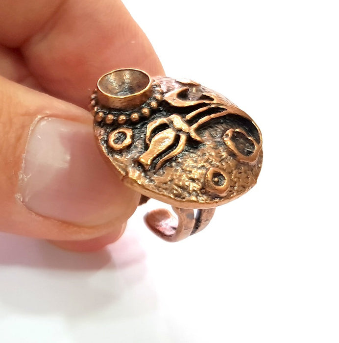 Copper Ring Settings inlay Ring Blank Mosaic Ring Bezel Base Cabochon Mountings ( 6 mm blank) Antique Copper Plated Brass G13472