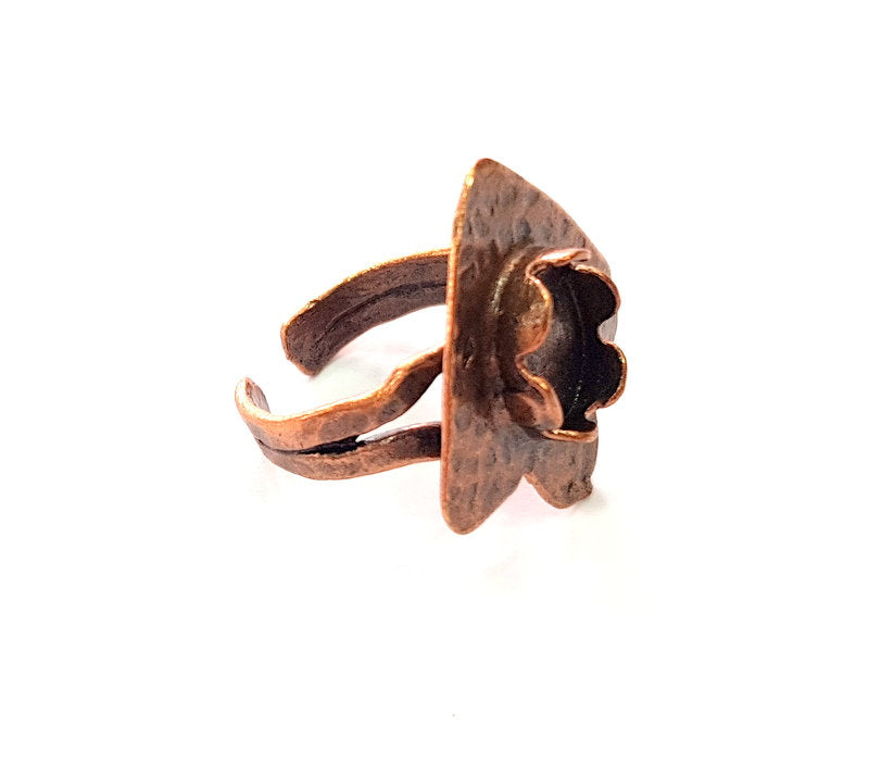 Copper Ring Settings inlay Ring Blank Mosaic Ring Bezel Base Cabochon Mountings ( 12x10 mm blank) Antique Copper Plated Brass G13473