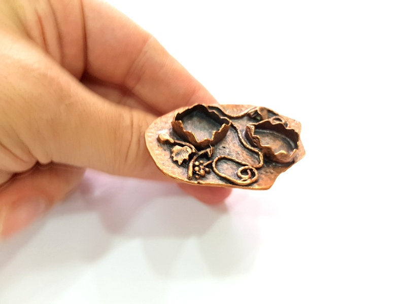 Copper Ring Settings inlay Ring Blank Mosaic Ring Bezel Base Cabochon Mountings ( 16x13mm,12x12mm blank) Antique Copper Plated Brass G13475