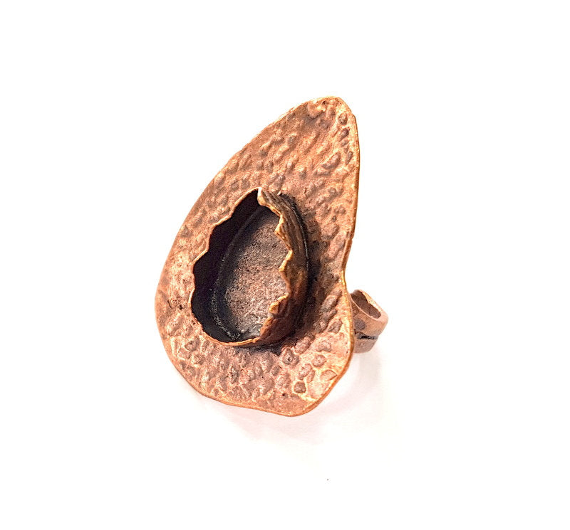 Copper Ring Settings inlay Ring Blank Mosaic Ring Bezel Base Cabochon Mountings ( 18x13 mm blank) Antique Copper Plated Brass G13476