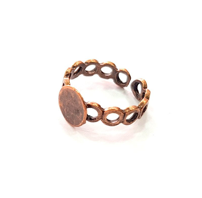 Copper Ring Blank Settings Ring Bezel Base Cabochon Mountings ( 10 mm blank) Antique Copper Plated Brass G13481