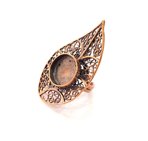 Copper Ring Settings inlay Ring Blank Mosaic Ring Bezel Base Cabochon Mountings ( 16 mm blank) Antique Copper Plated Brass G13483