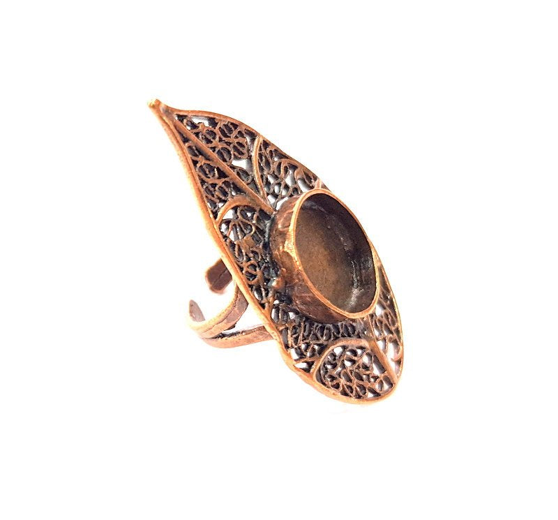 Copper Ring Settings inlay Ring Blank Mosaic Ring Bezel Base Cabochon Mountings ( 16 mm blank) Antique Copper Plated Brass G13483