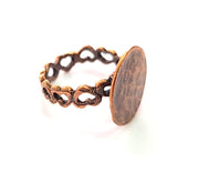 Copper Ring Blank Settings Ring Bezel Base Cabochon Mountings ( 15 mm blank) Antique Copper Plated Brass G13485
