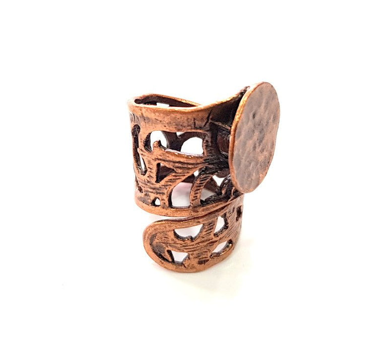 Copper Ring Blank Settings Ring Bezel Base Cabochon Mountings ( 15 mm blank) Antique Copper Plated Brass G13487