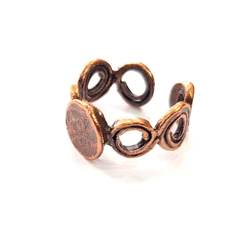 Copper Ring Blank Settings Ring Bezel Base Cabochon Mountings ( 10 mm blank) Antique Copper Plated Brass G13490