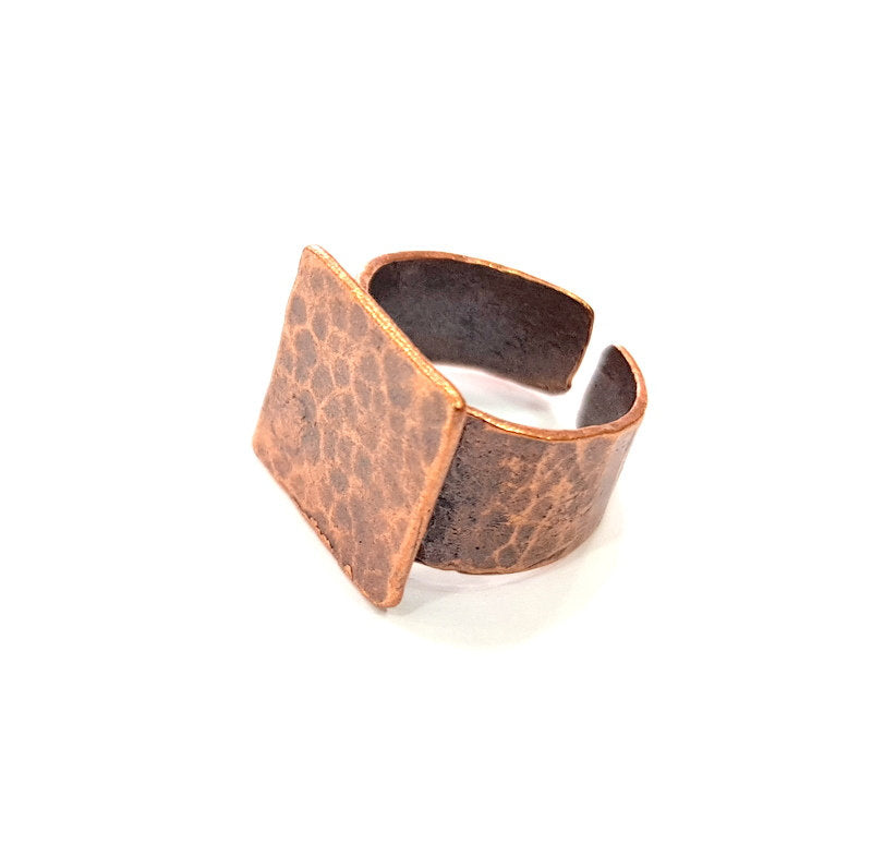 Copper Ring Blank Settings Ring Bezel Base Cabochon Mountings ( 15x15 mm blank) Antique Copper Plated Brass G13492