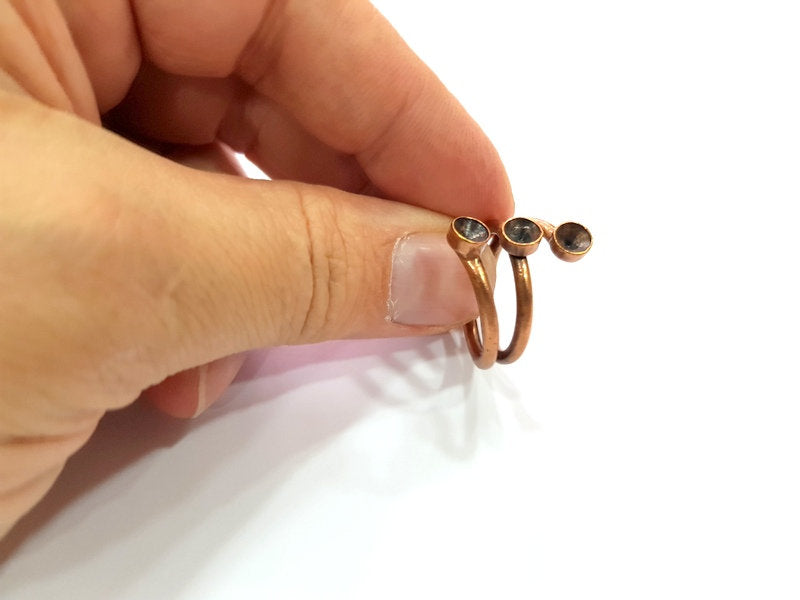 Copper Ring Settings inlay Ring Blank Mosaic Ring Bezel Base Cabochon Mountings ( 5 mm blank) Antique Copper Plated Brass G13495
