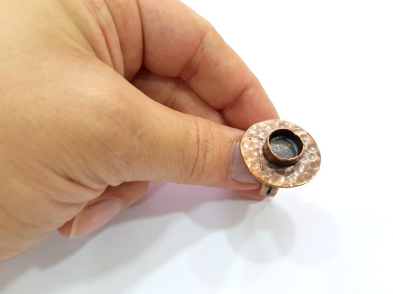 Copper Ring Settings inlay Ring Blank Mosaic Ring Bezel Base Cabochon Mountings ( 10 mm blank) Antique Copper Plated Brass G13497