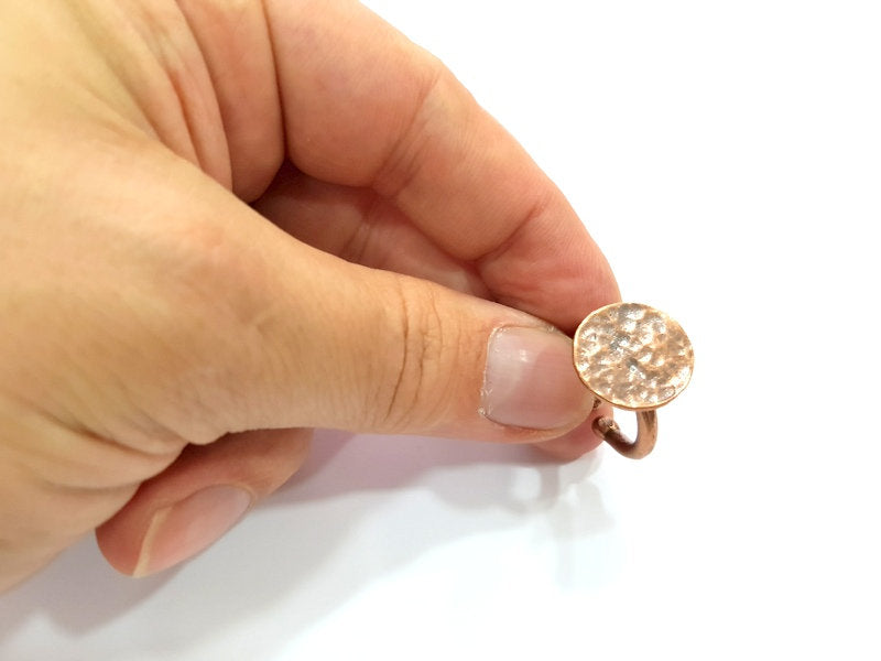Copper Ring Blank Settings Ring Bezel Base Cabochon Mountings ( 15 mm blank) Antique Copper Plated Brass G13499