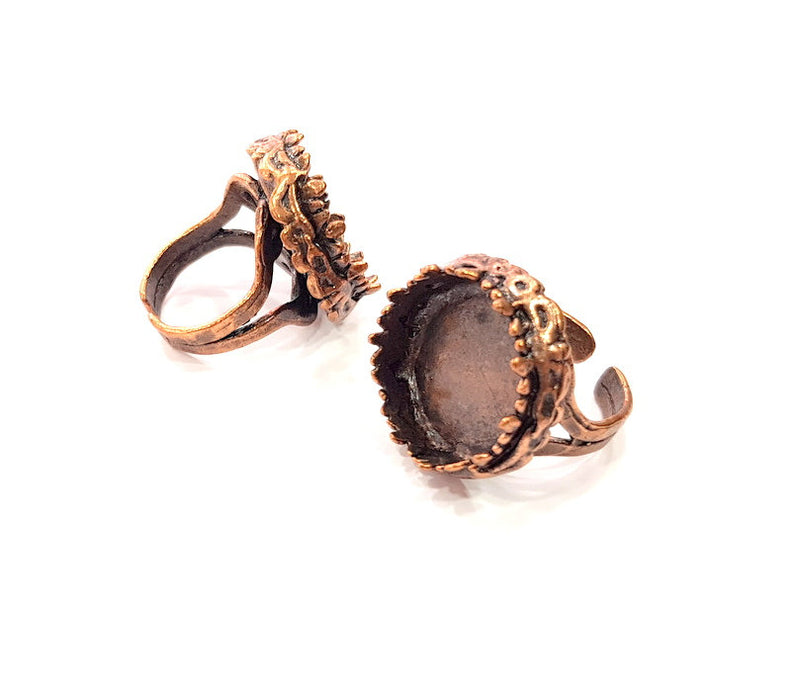 Copper Ring Settings inlay Ring Blank Mosaic Ring Bezel Base Cabochon Mountings ( 20 mm blank) Antique Copper Plated Brass G13501
