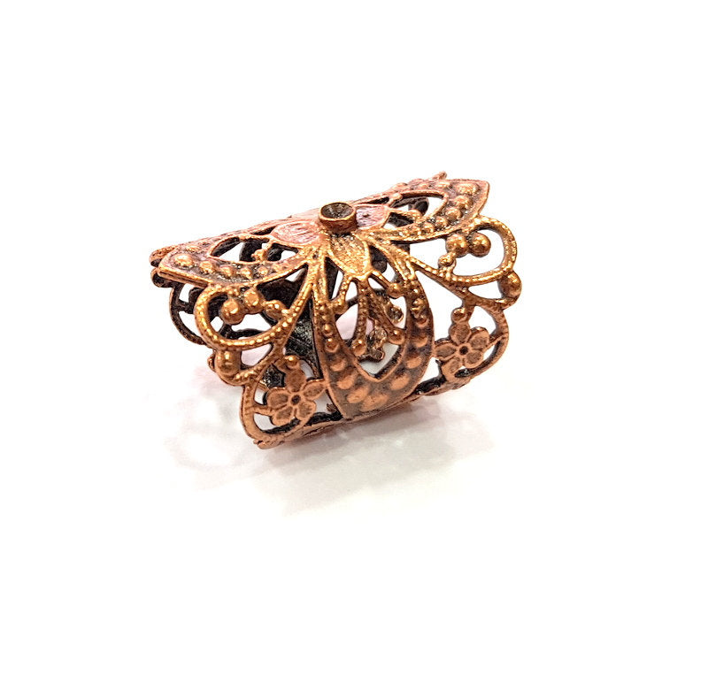 Copper Ring Settings inlay Ring Blank Mosaic Ring Bezel Base Cabochon Mountings ( 3 mm blank) Antique Copper Plated Brass G13502