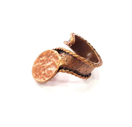 Copper Ring Blank Settings Ring Bezel Base Cabochon Mountings ( 15 mm blank) Antique Copper Plated Brass G13503