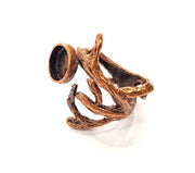 Copper Ring Settings inlay Ring Blank Mosaic Ring Bezel Base Cabochon Mountings ( 10 mm blank) Antique Copper Plated Brass G13505