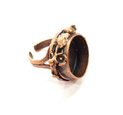 Copper Ring Settings inlay Ring Blank Mosaic Ring Bezel Base Cabochon Mountings ( 20 mm blank) Antique Copper Plated Brass G13508