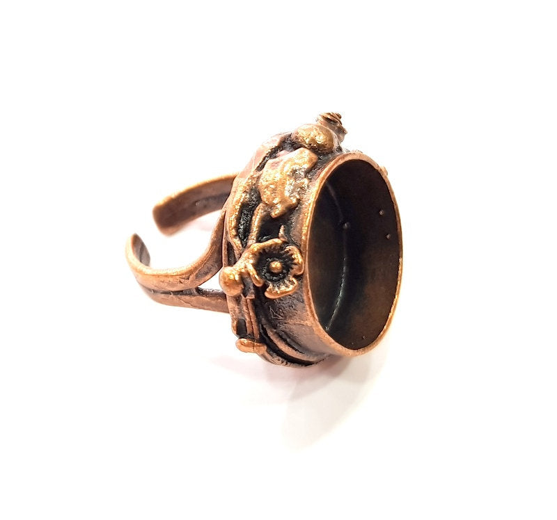 Copper Ring Settings inlay Ring Blank Mosaic Ring Bezel Base Cabochon Mountings ( 20 mm blank) Antique Copper Plated Brass G13508