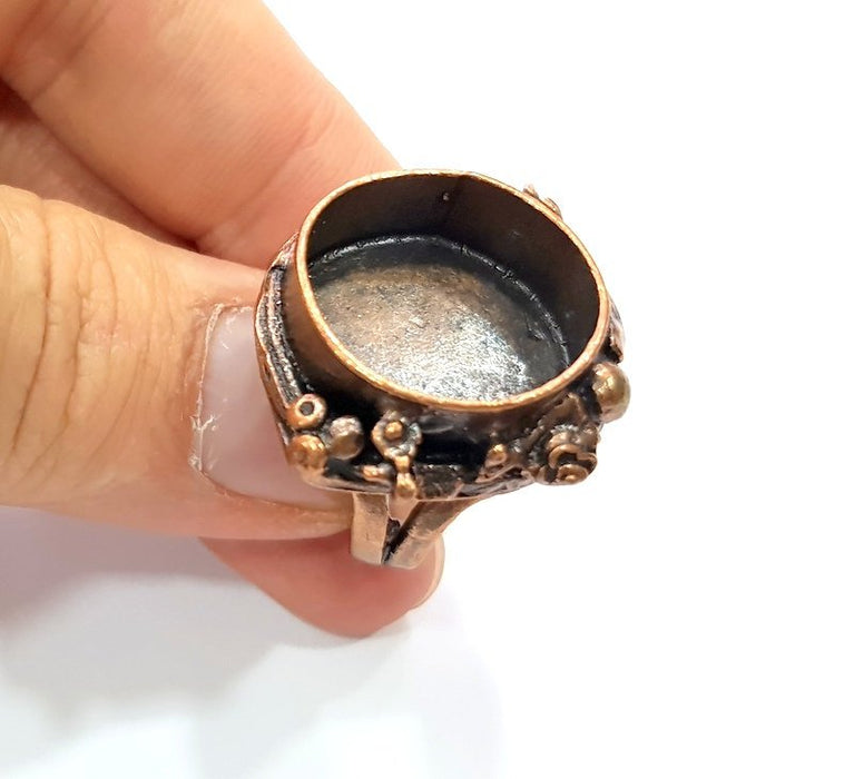 Copper Ring Settings inlay Ring Blank Mosaic Ring Bezel Base Cabochon Mountings ( 20 mm blank) Antique Copper Plated Brass G13508