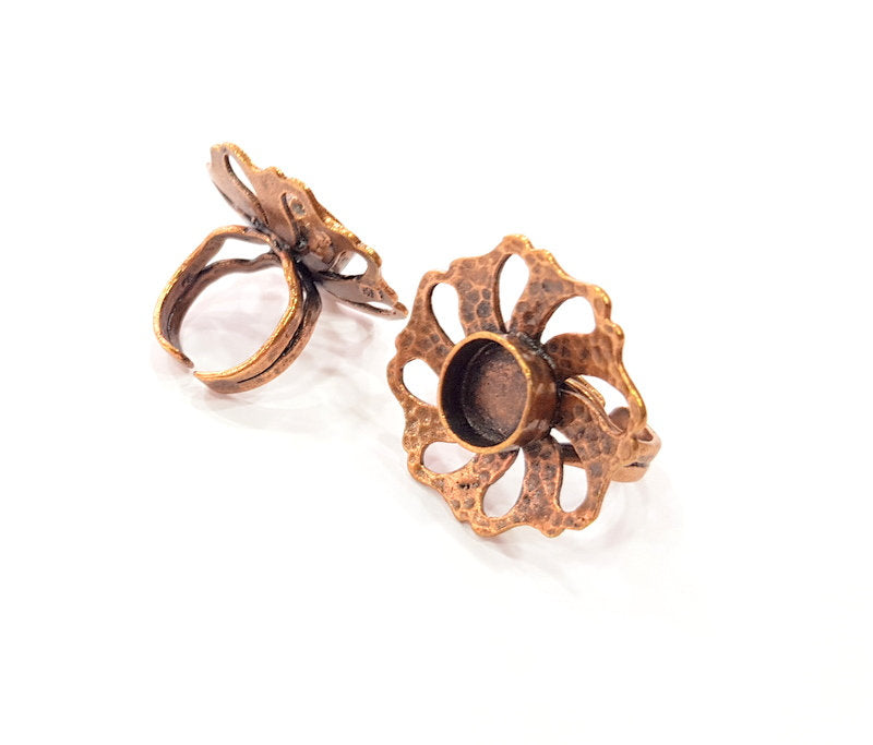 Copper Ring Settings inlay Ring Blank Mosaic Ring Bezel Base Cabochon Mountings ( 10 mm blank) Antique Copper Plated Brass G13514