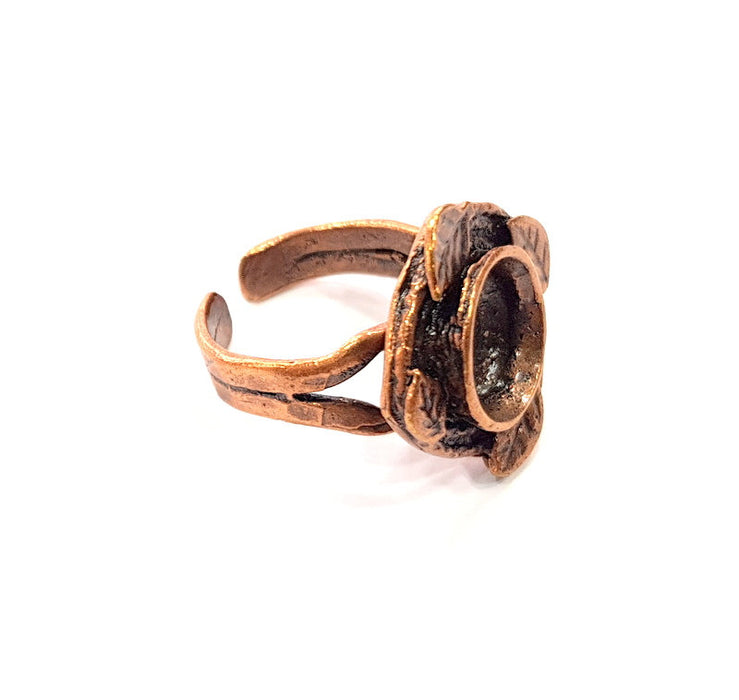 Copper Ring Settings inlay Ring Blank Mosaic Ring Bezel Base Cabochon Mountings ( 10 mm blank) Antique Copper Plated Brass G13515