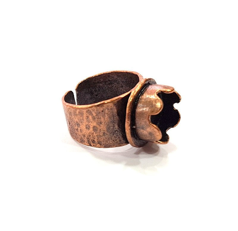 Copper Ring Settings inlay Ring Blank Mosaic Ring Bezel Base Cabochon Mountings ( 10 mm blank) Antique Copper Plated Brass G13517